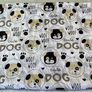 Colordrift “Woof  Woof  Dog “Polyester Shower Curtain White/Tan/Black